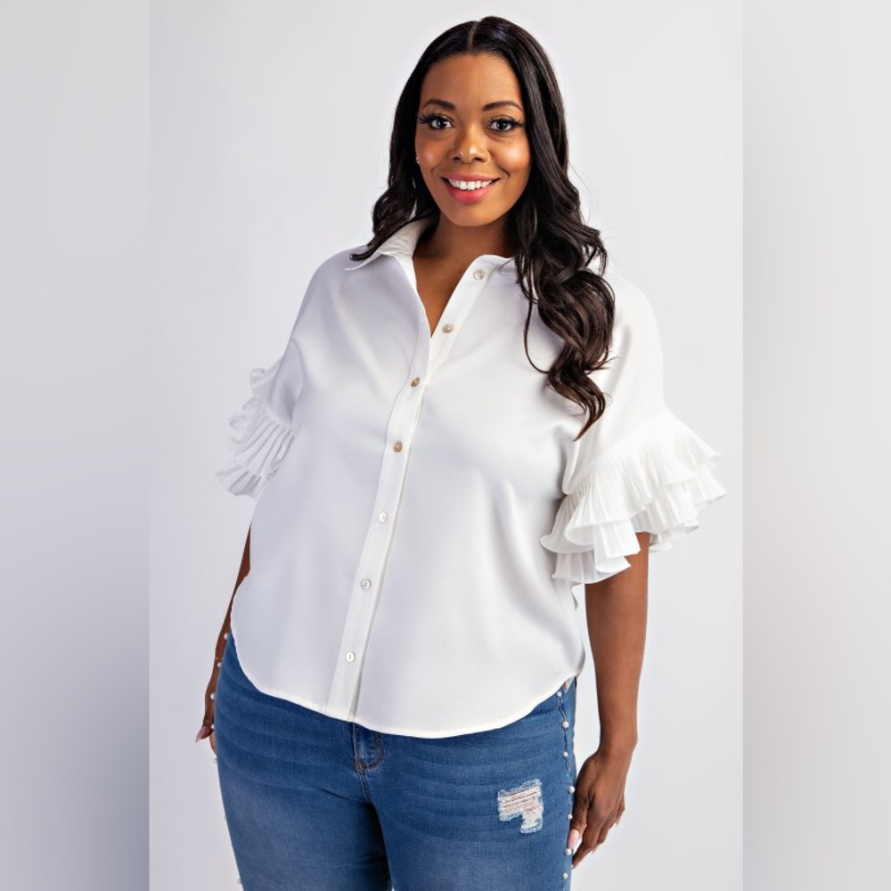 #78 Charming Ruffle Sleeve Top